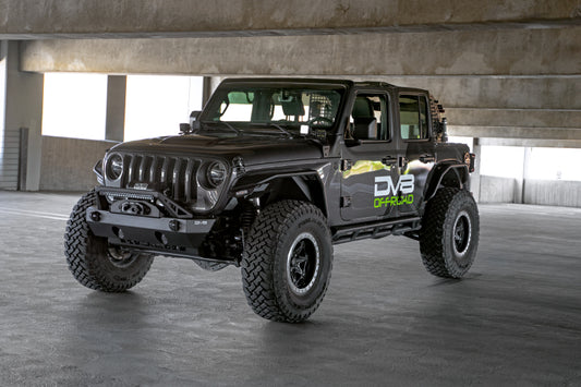 DV8 Offroad 07-23 Jeep Wrangler/Gladiator JT/JK/JL FS-25 Stubby Front Bumper w/Plated Bull Bar