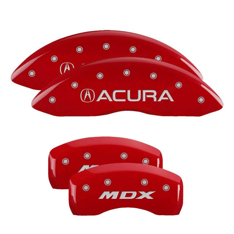 MGP 4 Caliper Covers Engraved Front & Rear Acura Red finish silver ch