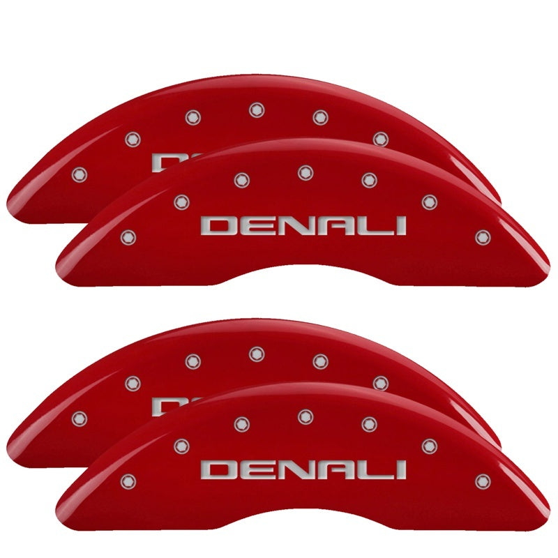 MGP 4 Caliper Covers Engraved Front & Rear Denali Red finish silver ch